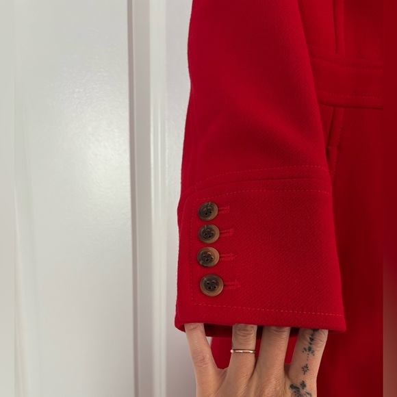 J. Crew | Trench | 94% Wool 6% Nylon | size 2P | Red - Picture 10 of 10